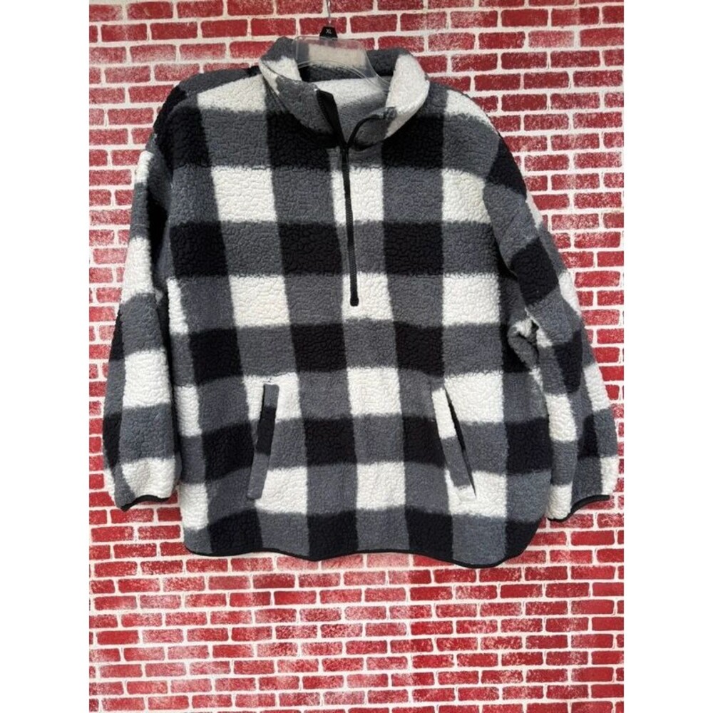 Old Navy Plaid Fleece Quarter Zip Pullover 3X